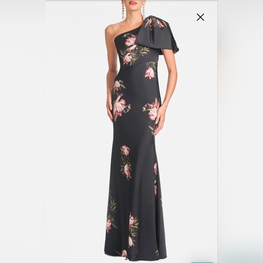 Sachin + Babi Aubrey Floral One-Shoulder Satin Crepe Mermaid Gown Size 12